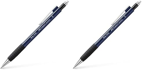 FABER-CASTELL 134599 - Druckbleistift GRIP 1345 black, Härtegrad B, Minenstärke 0.5 mm, mit integriertem Radiergummi, 1 Stück (Packung mit 2) von Faber-Castell