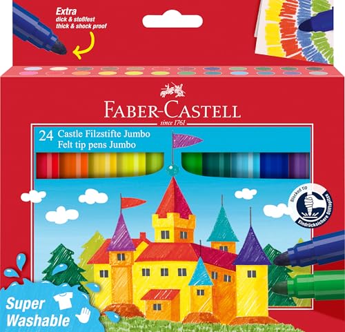 FABER-CASTELL 154324 - Filzstifte Set Jumbo, 24 Fasermaler super washable, Malset für Kinder von Faber-Castell