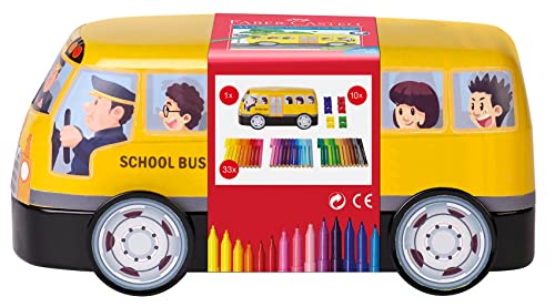 FABER-CASTELL 155532 - Filzstifte Connector, Metallbox Bus mit 33 Stiften von Faber-Castell