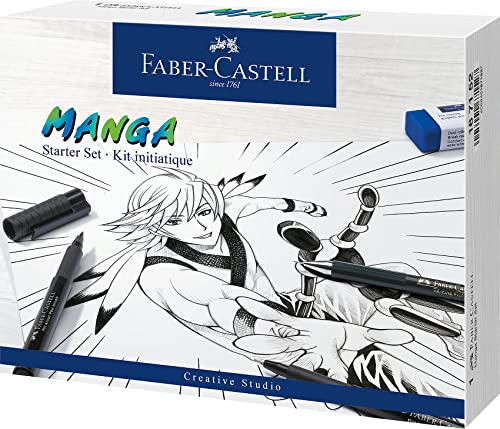 FABER-CASTELL 167152 - Tuschestift Pitt Artist Pen Manga Advanced Set, 3 Tuschezeichner und Zubehör, 8 Teilig von Faber-Castell