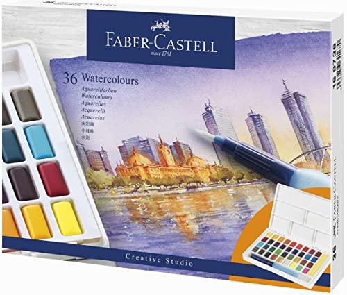 FABER-CASTELL 169736 Aquarellfarben im Näpfchen36er Etui, Mehrfarbig, Einheitsgröße von Faber-Castell