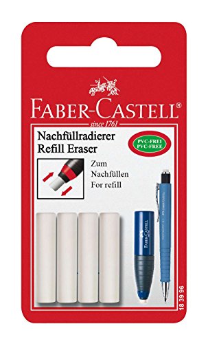 FABER-CASTELL 183996 – Ersatzradierer Eraser Pen, Radierstift, 4 Stück im Blister von Faber-Castell