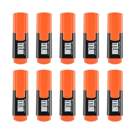 FABER-CASTELL 205252 - Textmarker Set TXTLNER orange, 10 Neon Marker für Kinder und Erwachsene von Faber-Castell