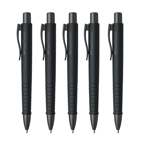 FABER-CASTELL 205255 - Kugelschreiber Poly Ball Urban Black, 5 Stück, mit auswechselbarer XB Mine, dokumentenecht von Faber-Castell