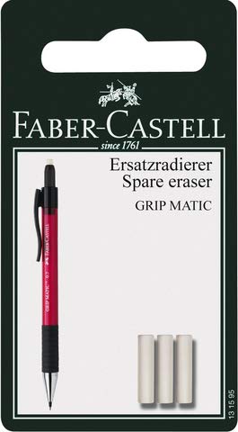 FABER-CASTELL Ersatzradierer, für GRIP MATIC, Kunststoff, weiß (3 Stück), Sie erhalten 5 Packungen á 3 Stück von Faber-Castell