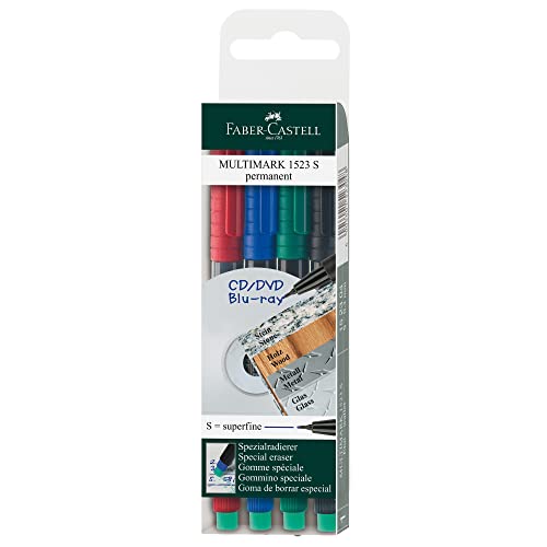 FABER-CASTELL OH-Stift MULTIMARK 15 23 04, S, permanent, 0,4 mm, sortiert, 4 St. von Faber-Castell