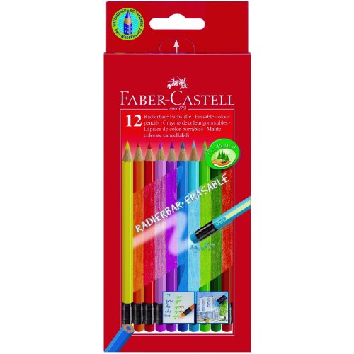 Faber-Castell 116612 Buntstifte radierbar, 12er Kartonetui von Faber-Castell