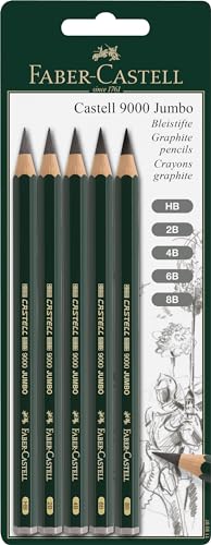 FABER-CASTELL 119397 - 5 Bleistifte Jumbo CASTELL 9000, Inhalt: HB, 2B, 4B, 6B, 8B von Faber-Castell