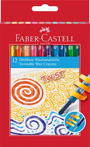 FABER-CASTELL 120003 - Drehbare Wachsmalkreiden, 12er Kartonetui von Faber-Castell