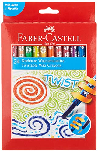 FABER-CASTELL 120004 - Wachsmalkreiden, drehbar, 24er Kartonetui von Faber-Castell