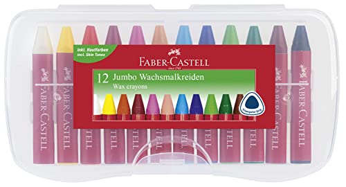 FABER-CASTELL 120011 - Wachsmalkreiden Jumbo, 12er Box sortiert von Faber-Castell