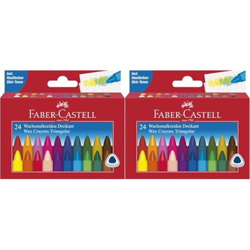 Faber-Castell 120024 Dreikant-Wachsmalkreide, 24er Etui, 1 Stück (Packung mit 2) von Faber-Castell