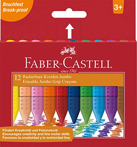 Faber-Castell 122540 - Radierbare Kreide Jumbo GRIP, 12er Kartonetui von Faber-Castell