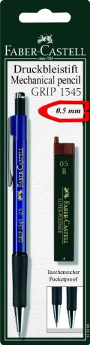 FABER-CASTELL 133496 - Druckbleistift GRIP inklusive 12 Minen, Härtegrad: B, Minenstärke: 0,5 mm, Schaftfarbe in verschiedenen Farben erhätlich, keine Farbauswahl möglich von Faber-Castell