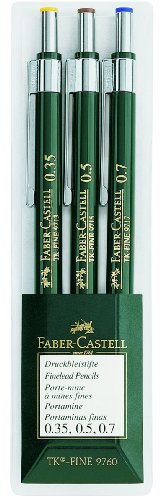 Faber-Castell 136030 - 3er Set Druckbleistifte TK-FINE 9760, Minenstärken: 0,35 mm; 0,5 mm + 0,7 mm, Härtegrad HB von Faber-Castell