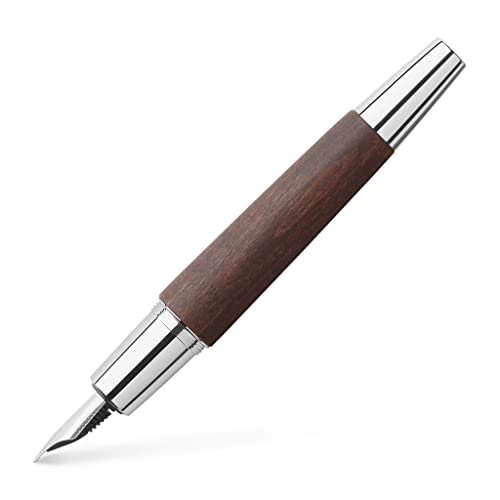 Faber-Castell 148211 - Füllfederhalter e-motion Holz / Chrom, Feder: F, inklusive Geschenkverpackung, Schaftfarbe: dunkelbraun / silber von Faber-Castell