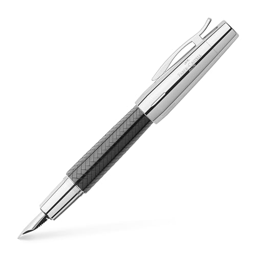 Faber-Castell 148241 - Füllfederhalter e-motionl Edelharz Parkett, Feder: F, inklusive Geschenkverpackung, Schaftfarbe: schwarz / silber von Faber-Castell