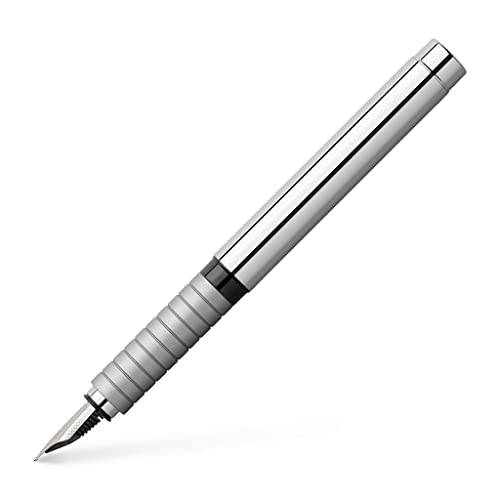 Faber-Castell 148501 - Füllfederhalter Basic Metall glänzend, Feder F, silber, 1 Stück von Faber-Castell