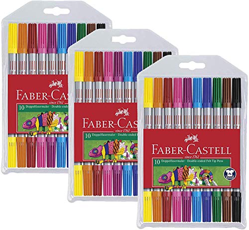 Faber-Castell 151110 - Fasermaler mit Doppelspitze (sortiert, 3 x 10er Etuis) von Faber-Castell