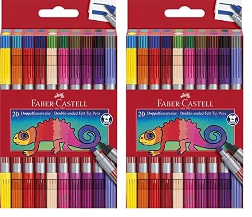 Faber-Castell 151119 - Filzstifte Set 20-teilig, Doppelfasermaler für Kinder und Erwachsene (Packung mit 2) von Faber-Castell