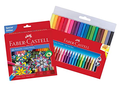 Faber-Castell 155320 - Fasermaler Grip Colour Marker, 20er Etui (20er + 60er (Bunt- & Filzstifte)) von Faber-Castell