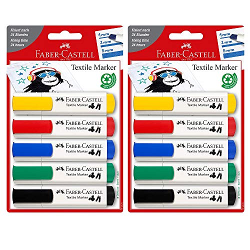 Faber-Castell 159520 - Textilmarker 5er (2x Standardfarben) von Faber-Castell