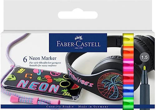 FABER-CASTELL 160806 - Neon Marker, Layoutmarker, 6er Etui Multimarker von Faber-Castell