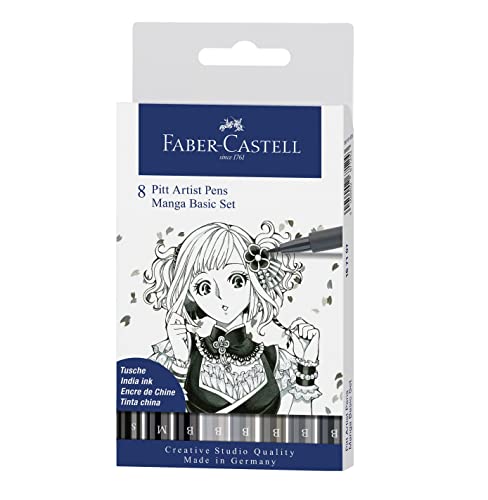 FABER-CASTELL 167107 - Tuschestifte Pitt Artist Pen Brush Manga Basic Set, 8-teilig, permanent von Faber-Castell