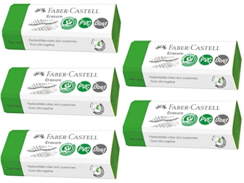 FABER-CASTELL 187250 - Radiergummi Erasure, PVC-frei, Dust-free, grün, 5 Stück von Faber-Castell