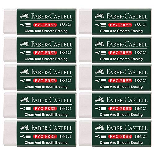 Faber-Castell 188121 - Radierer 7081 N PVC-Free, Kunststoff (10 Radierer, weiß) von Faber-Castell