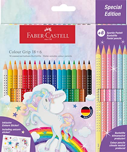 Faber-Castell 201543 - Buntstifte Set Einhorn, 24-teilig, bruchsicher, inkl. 6 Sparkle Pastellstifte und Einhorn Sticker Faber-Castell 201543 - Buntstifte Set Einhorn, 24-teilig, bruchsicher, inkl. 6 Sparkle Pastellstifte und Einhorn Sticker von Faber-Castell
