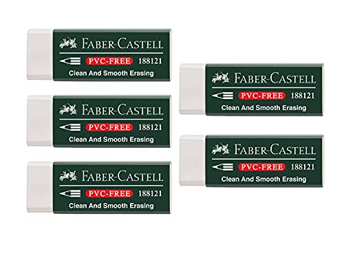 FABER-CASTELL 205002 - Radierer 188121, PVC-Free, Kunststoff, weiß, 5 Stück von Faber-Castell