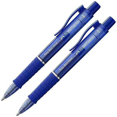 FABER-CASTELL 205013 - Kugelschreiber Poly Ball View admiral blau, 2 Stück, mit auswechselbarer XB Mine, dokumentenecht von Faber-Castell