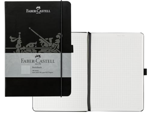 FABER-CASTELL 20502 - Notizbuch DIN A5 schwarz, kariert, 100 g/m², 194 Seiten FSC-Mix Papier, 145 x 210 mm von Faber-Castell