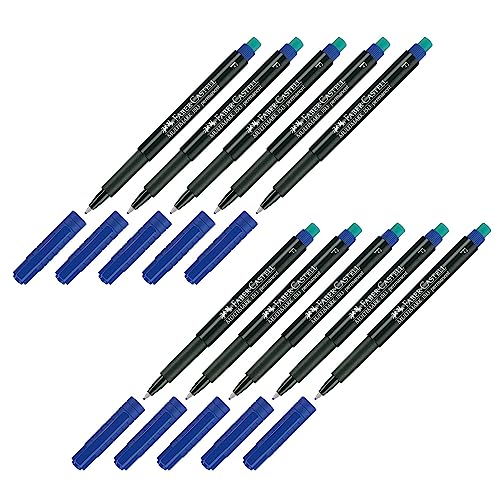 FABER-CASTELL 205061- Marker Multimark F, permanent, blau, 10 Stück von Faber-Castell