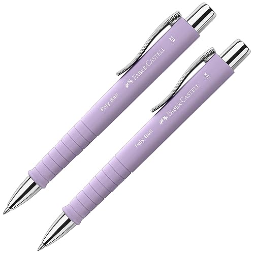 FABER-CASTELL 205090 - Kugelschreiber Poly Ball sweet lilac, 2 Stück, mit auswechselbarer XB Mine, dokumentenecht von Faber-Castell