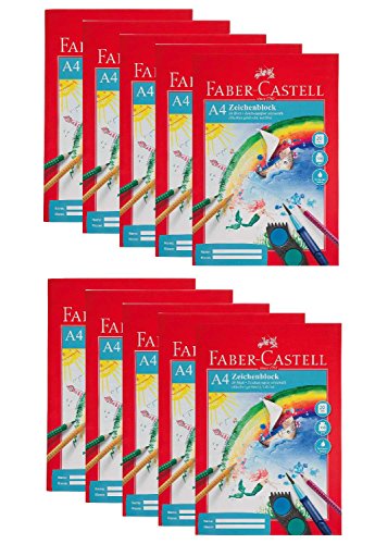 Faber-Castell 212046-10 - Zeichenblock DIN A4, FSC-Mix, perforiert, 20 Blatt, 10 Blöcke von Faber-Castell