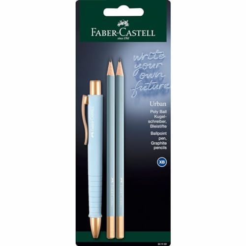 Faber-Castell 241122 - Schreibset sky blue, mit Kugelschreiber Poly Ball Urban und 2 Bleistifte Urban von Faber-Castell