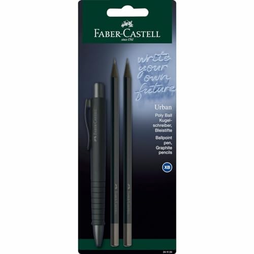 FABER-CASTELL 241124 - Schreibset all black, mit Kugelschreiber Poly Ball Urban und 2 Bleistifte Urban von Faber-Castell