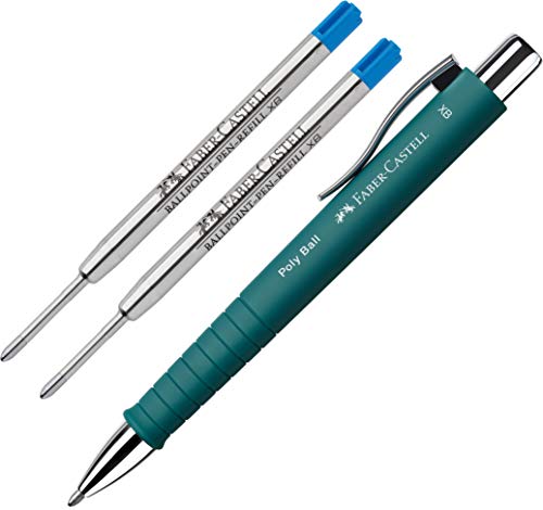 Faber-Castell 241167 - Kugelschreiber Poly Ball XB, emerald grün, 1 Stück (emerald grün + 2 XB Minen blau) von Faber-Castell