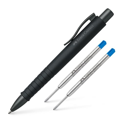 Faber-Castell 241190 Kugelschreiber, POLY BALL Urban XB, schwarz mit 2 Ersatzminen XB blau (All Black + 2 Ersatzminen) von Faber-Castell