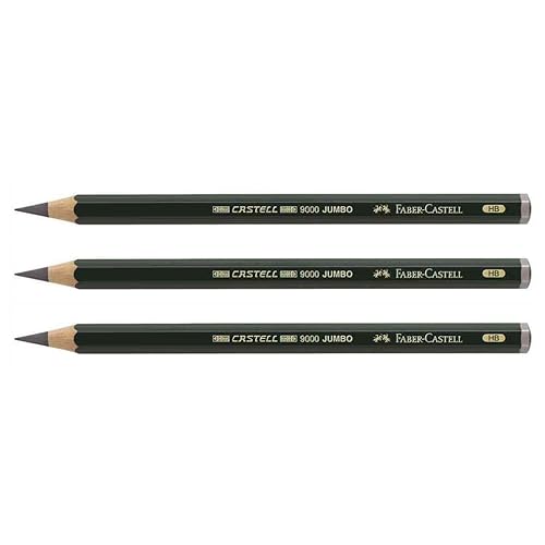 Faber-Castell 3 Bleistifte CASTELL 9000 Jumbo Mine 5,3 mm HB von Faber-Castell