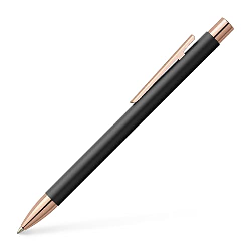 FABER-CASTELL 343120 - Kugelschreiber Neo Slim Metall, Minenstärke M, schwarz mit rosegold von Faber-Castell