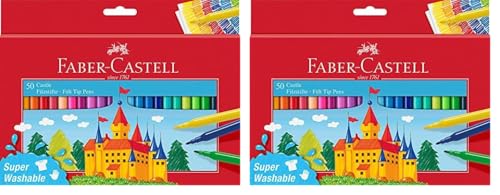 Faber-Castell 554204 - Filzstifte Set Castle, 50er Kartonetui, auswaschbare Filzstifte (Packung mit 2) von Faber-Castell