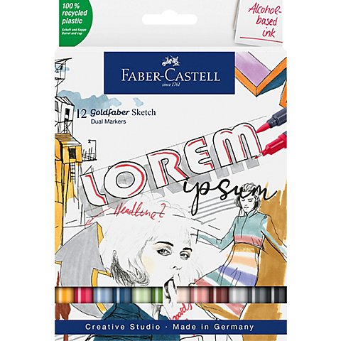 Faber-Castell Alkohol Marker, 12 Stifte + 1 Blender von Faber Castell