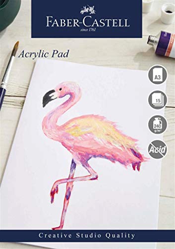 Faber-Castell Creative Studio Acryl-Papierblock, A3, gummiert, 240 g/m², 15 Blatt von Faber-Castell