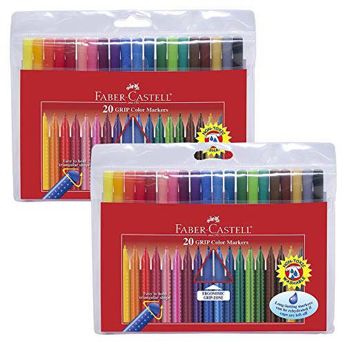 Faber-Castell Fasermaler Grip Colour Marker 20er Etui | Doppelpack von Faber-Castell