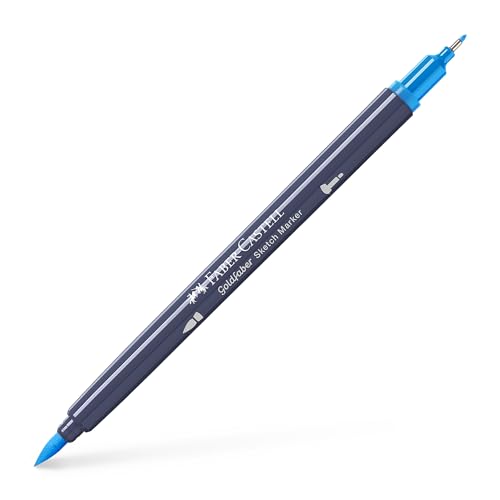 Faber-Castell Goldfaber Sketch Marker Marker Dual Doppelspitze (Fineliner & Pinsel), Azurblau (449), Einzelstift von Faber-Castell