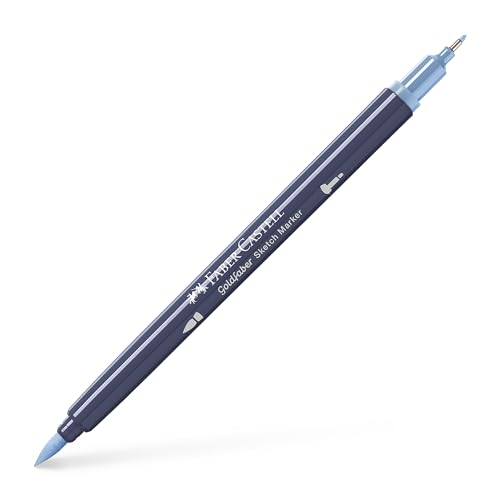 Faber-Castell Goldfaber Sketch Marker Marker Dual Doppelspitze (Fineliner & Pinsel), Dark Pigeon Blue (453), Einzelstift von Faber-Castell