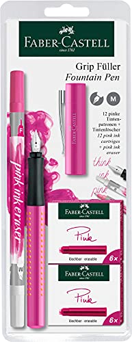 Faber-Castell Grip 2010 Füllfederhalter, Tintenlöscher und Tintenpatronen-Set Pink von Faber-Castell